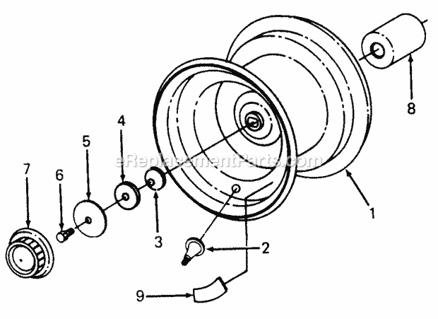 Rear Wheel Diagram and Parts List for 1105 135-292-100, 135-292-399, 0350039U, 136-292-1 Cub Cadet Lawn Mower